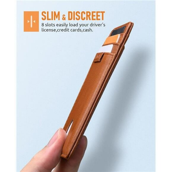 Slim Wallet for Men or Women Minimalist Small Leather Wallet - Brown - Picture 4 of 7